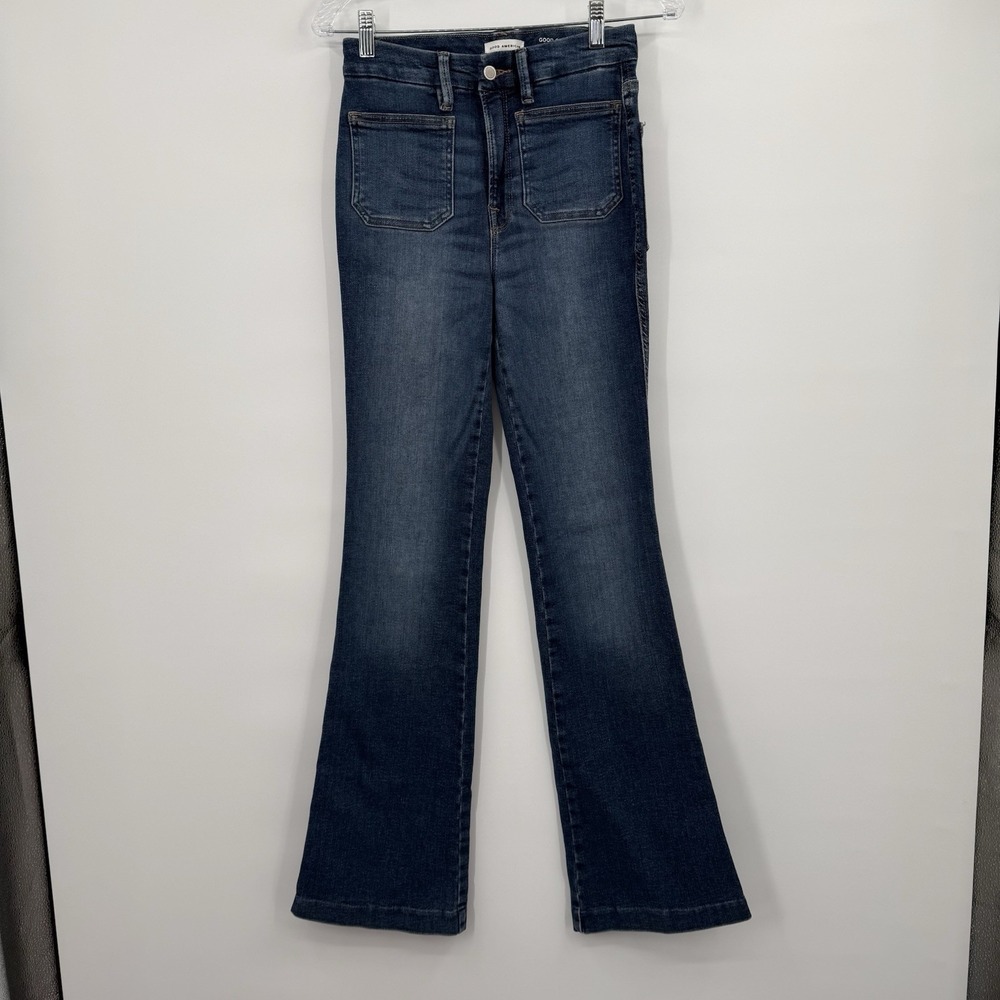 Good‎ American Jeans Womens 2 Blue Good Curve Boot Super High Rise Patch Pocket